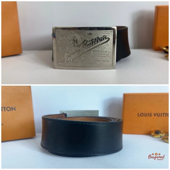 Authentic Louis Vuitton Black Leather Infini Ceinture Jeans Belt Size 100/40 - Picture 3 of 13
